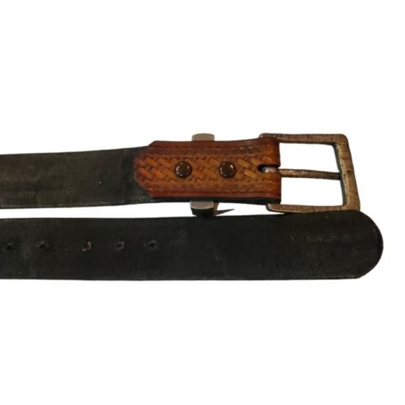 RODEO WIDE LEATHER BROWN EMBOSSED HIGH QUALITY BELT - Picture 4 of 6